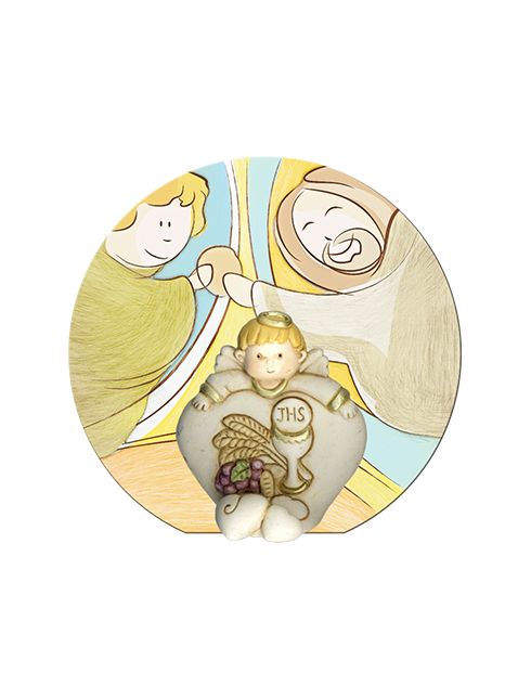 Angioletto in resina dipinta a mano con cartoncino