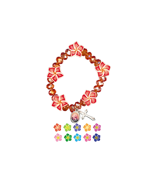 Bracciale con fiori in resina dipinti 