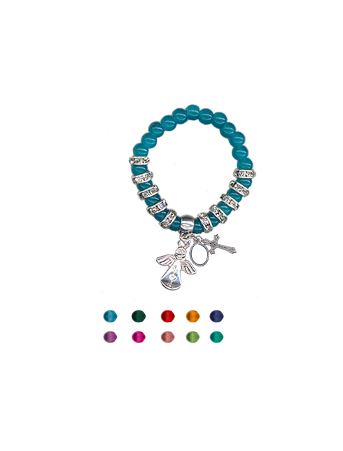 Mini-Bracciale elastico con grani in vetro e strass