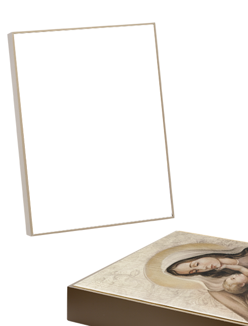Quadro con telaio in legno effetto dipinto confezionato in scatola cartone patinato bianco