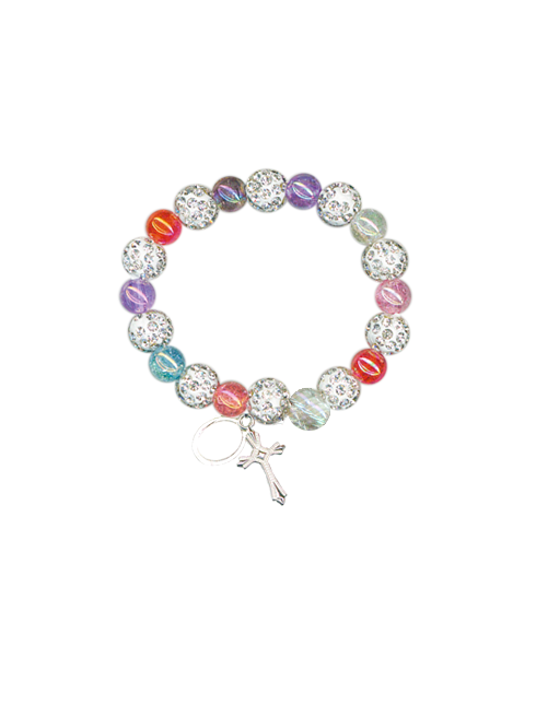 Bracciale con grani glitter multicolor