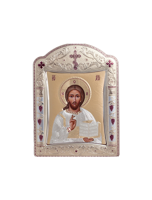 Icone ortodosse in legno e argento PUD 11,3x15,2 cm 