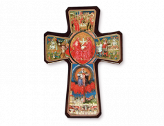 Croce della Trinità legno con dettagli oro a caldo 