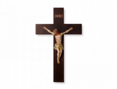 Crocifisso in legno massello con Cristo in resina dipinto a mano