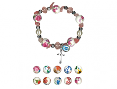 Bracciale con grani in ceramica dipinti 