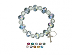 Bracciale elastico con grani in cristallo e grani sabbiati 