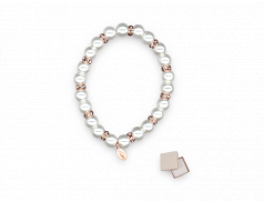 Bracciale elastico con grani di perla e rosè con astuccio 