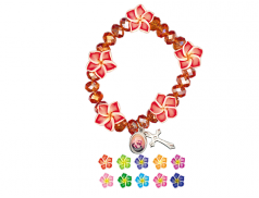 Bracciale con fiori in resina dipinti 