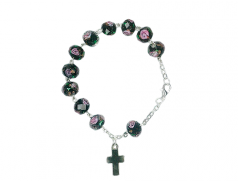Bracciale con grani in cristallo con rosa