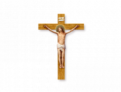 Crocifisso sagomato effetto legno con Cristo in rilievo 