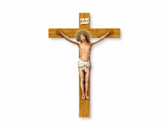 Crocifisso sagomato effetto legno con Cristo in rilievo