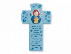 Croce in pietra sintetica con preghiera Angelo di Dio