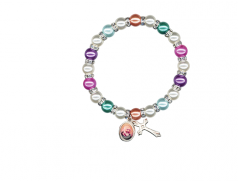 Bracciale elastico con perle colorate e strass