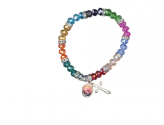 Bracciale elastico in vetro colorato con strass