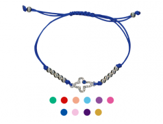 Bracciale in corda regolabile con croce strass