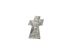 Quadretto croce in resina con riporto in argento e rilievi