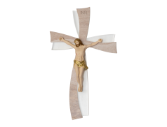 Croce in Plexiglass decorato con cristo in resina dipinta a mano 25x40