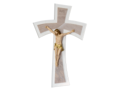 Croce in Plexiglass decorato con cristo in resina dipinta a mano 20x30