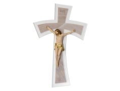 Croce in Plexiglass decorato con cristo in resina dipinta a mano 28x43