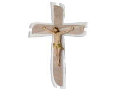 Croce in Plexiglass decorato con cristo in resina dipinta a mano 21x30