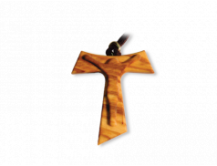 Ciondolo Tau in legno con Cristo in rilievo
