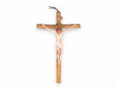 Croce in resina con corpo in plastica dipinto a mano 