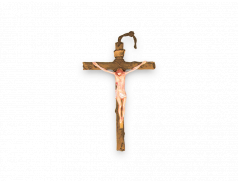 Croce in resina con corpo in plastica dipinto a mano 