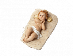 Bambino Gesù in resina dipinto a mano su culletta in canapa 