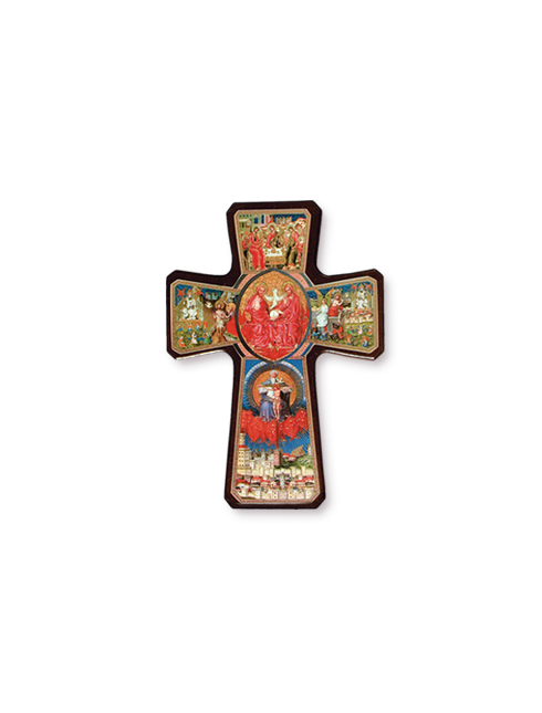 Croce della Trinità legno con dettagli oro a caldo 