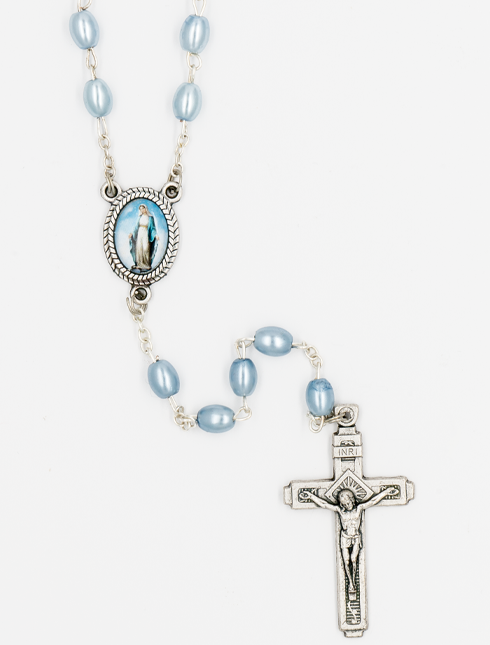 rosario con grano in vetro perlato grani 6 mm 