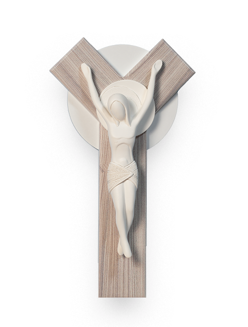 Cristo in resina su croce in legno