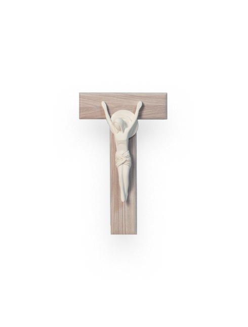 Cristo in resina su croce in legno