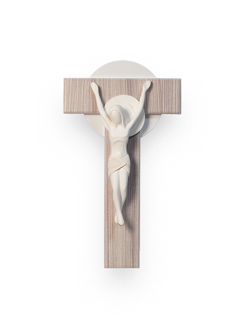 Cristo in resina su croce in legno