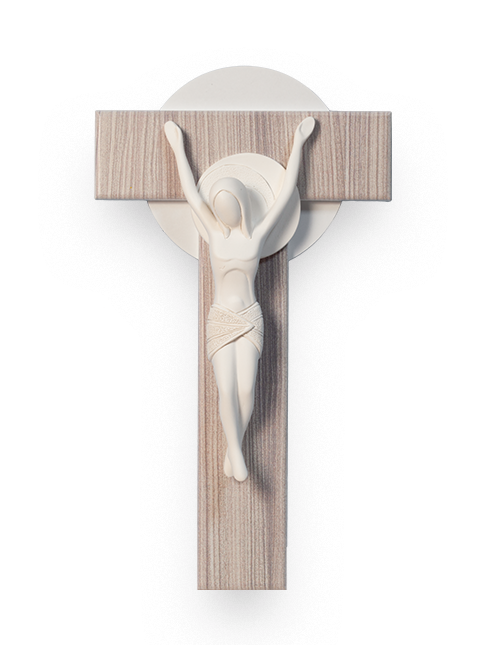 Cristo in resina su croce in legno