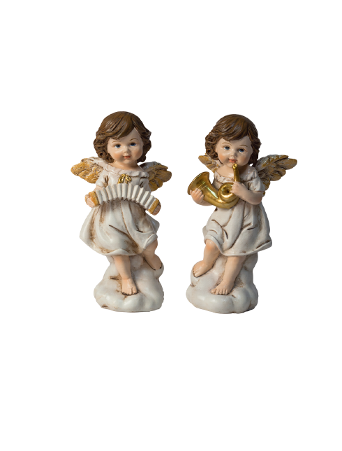Angeli in resina dipinti a mano