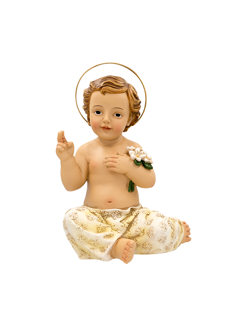 Bambino Gesù in resina dipinto a mano 10 cm