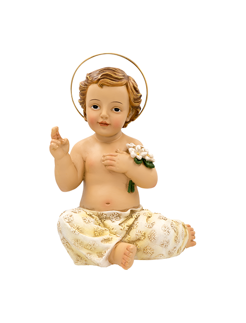 Bambino Gesù in resina dipinto a mano 20 cm