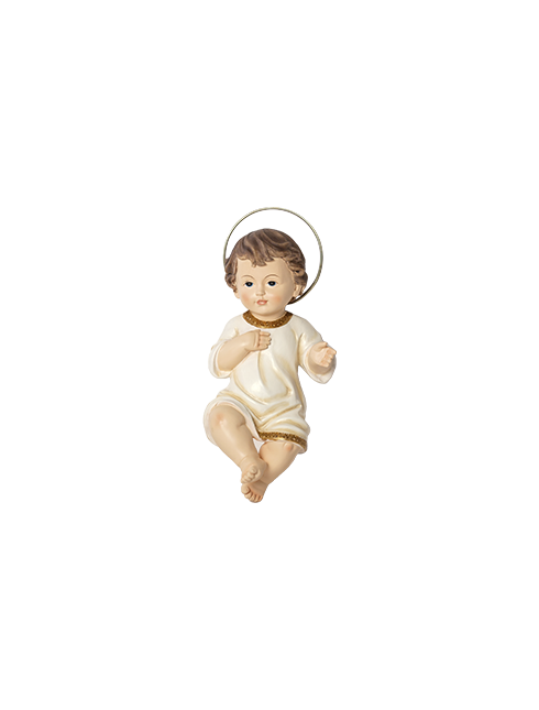 Bambino Gesù in resina dipinto a mano 15 cm