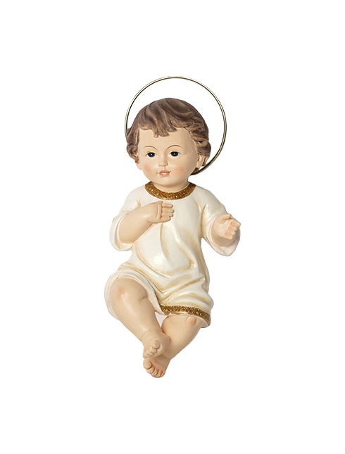 Bambino Gesù in resina dipinto a mano 28 cm