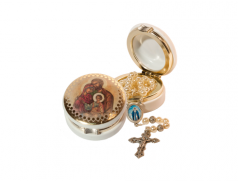 Scatola portacorona con immagine con decorazione in oro 