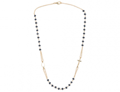 Collana tre decine finitura oro con grani in semi-cristallo