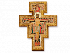 Croce di San Damiano in legno e foglia oro