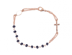 Bracciale finitura oro rosa con grani in semi-cristallo 