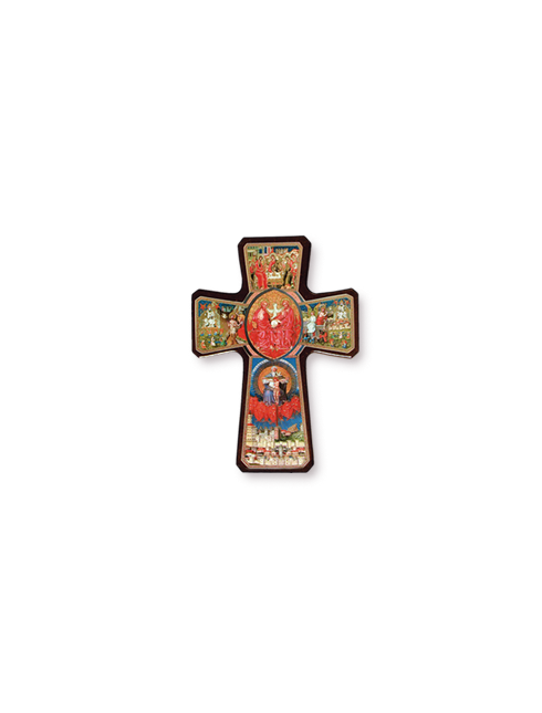Croce della Trinità legno con dettagli oro a caldo