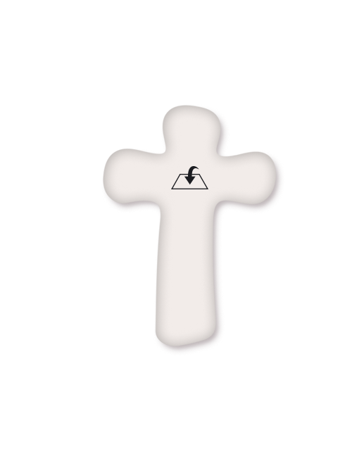 Croce effetto perla con Cristo in polimero a rilievo