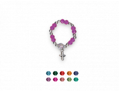 Anello rosario con grani in cristallo con croce pendente 