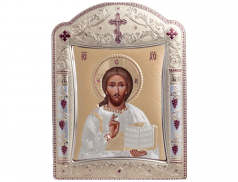 Icone ortodosse in legno e argento PUD 11,3x15,2 cm 