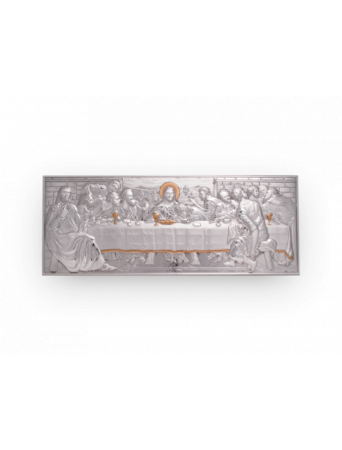 Quadro da parete e da appoggio in argento bilaminato  con dettagli dorati  