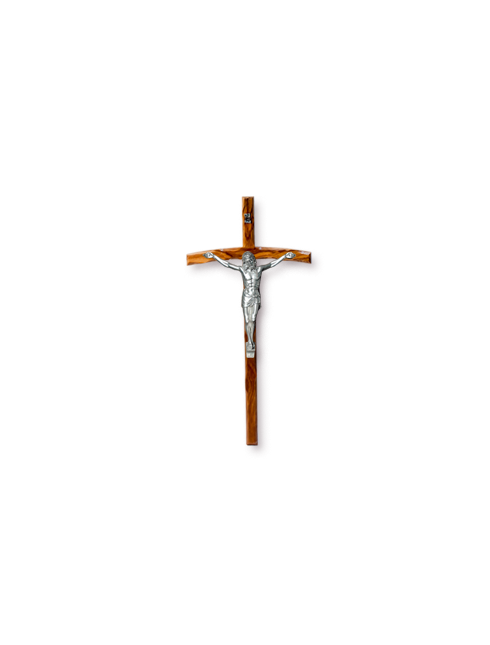 Croce in legno di ulivo con Cristo in metallo 