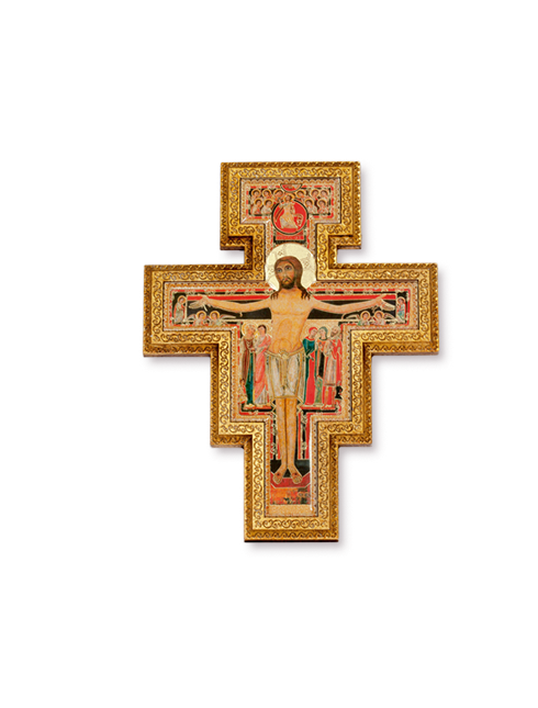 Croce di San Damiano in legno e foglia oro